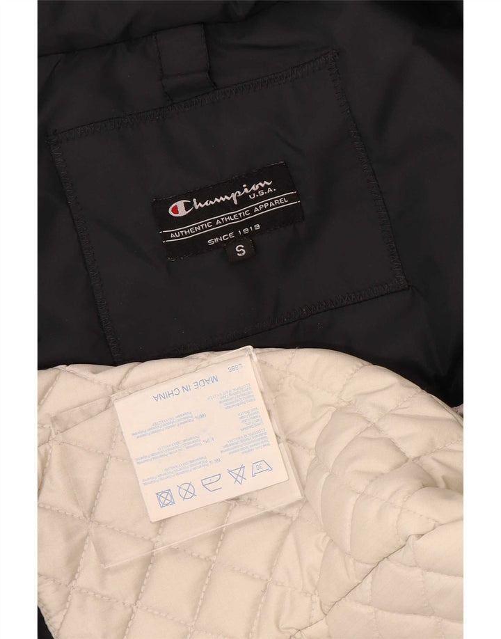 Champion Womens Hooded Wattierte Jacke UK 10 Small Schwarz Polyamid