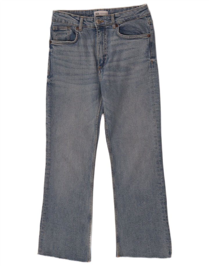 Zara Damen Crop Bootcut Jeans EU 38 Small W28 L25 Blau