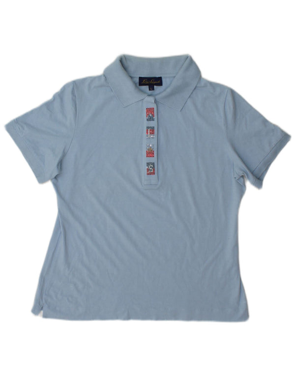 Luisa Spagnoli Damen Poloshirt UK 16 Große blaue Viskose