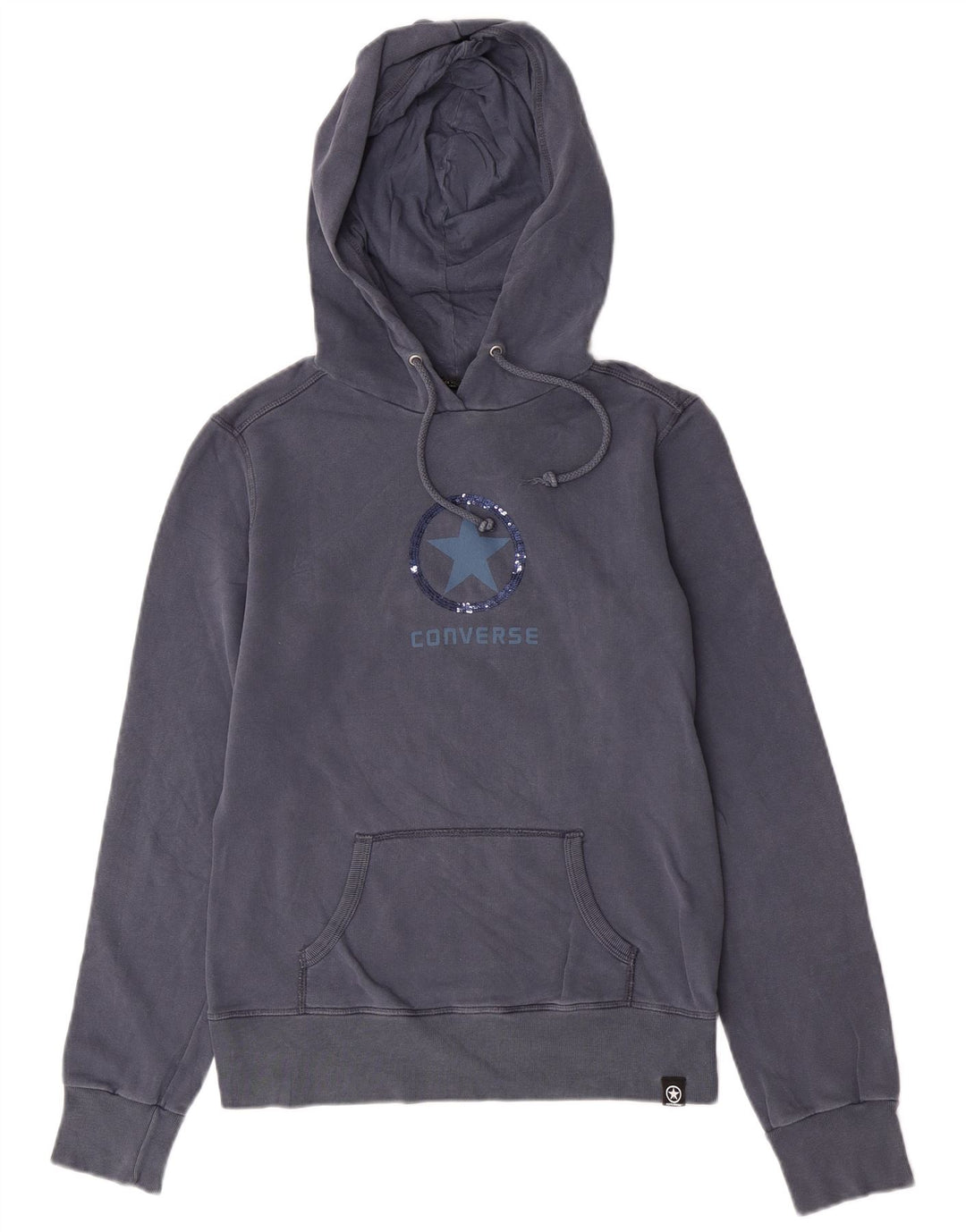 Converse Womens Graphic Hoodie Pullover UK 16 Große blaue Baumwolle