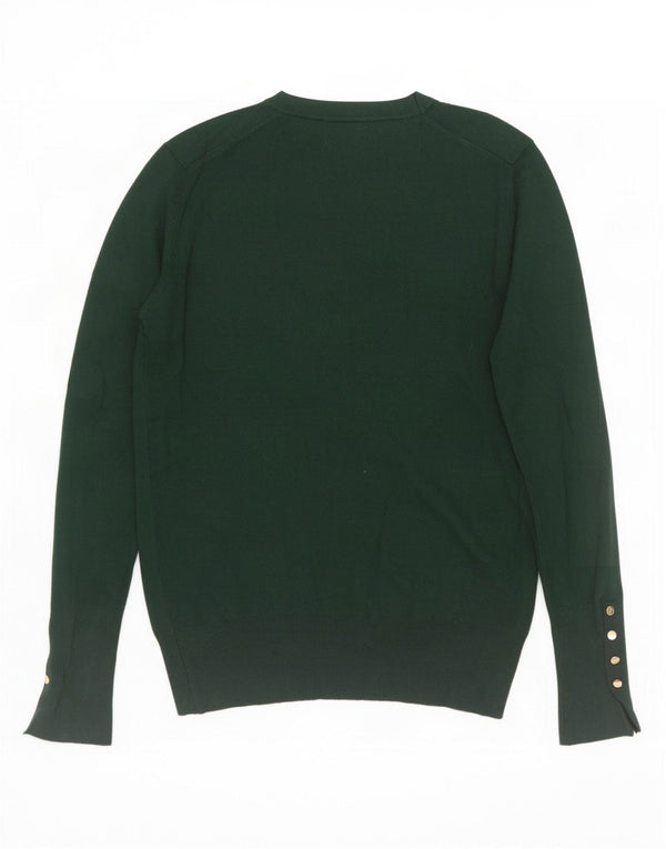 Zara Damen-Pullover mit Rundhalsausschnitt, UK 12, mittelgrüne Viskose
