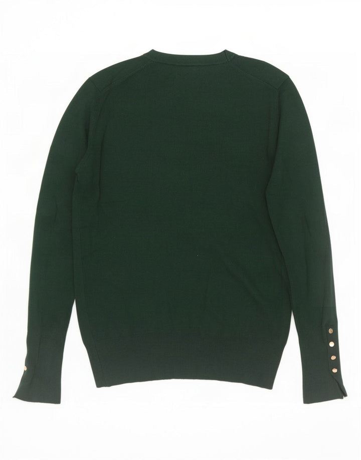 Zara Damen-Pullover mit Rundhalsausschnitt, UK 12, mittelgrüne Viskose