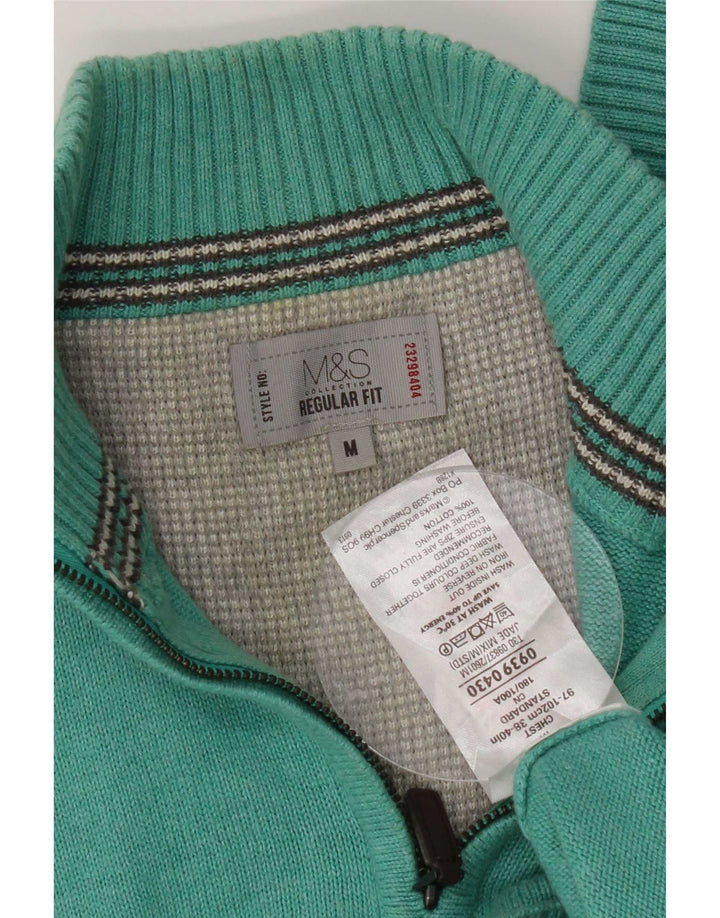 Marks & Spencer Herren-Pullover mit normaler Passform und Reißverschluss, Mittelgrün