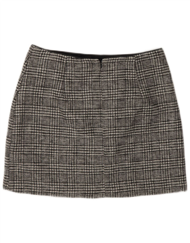 Oasis Damen Minirock UK 14 Large W32 Grauer Hahnentritt