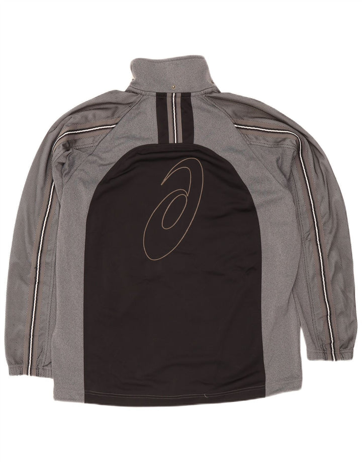 Asics Herren-Trainingsanzug mit grafischem Oberteil, großes graues Farbblock-Polyester