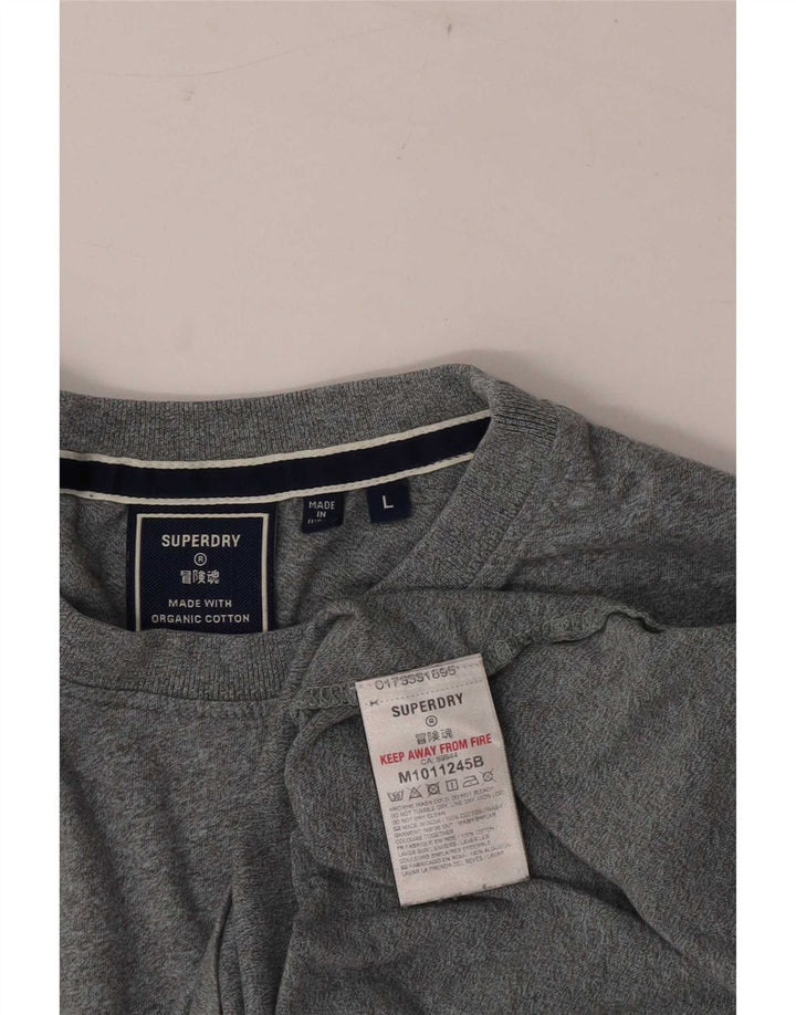 Superdry Herren T-Shirt Top Large Grau Baumwolle