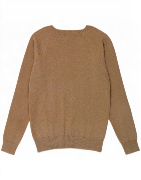 Zara Damen-Pullover mit V-Ausschnitt, UK 14, Größe L, Beige, Baumwolle