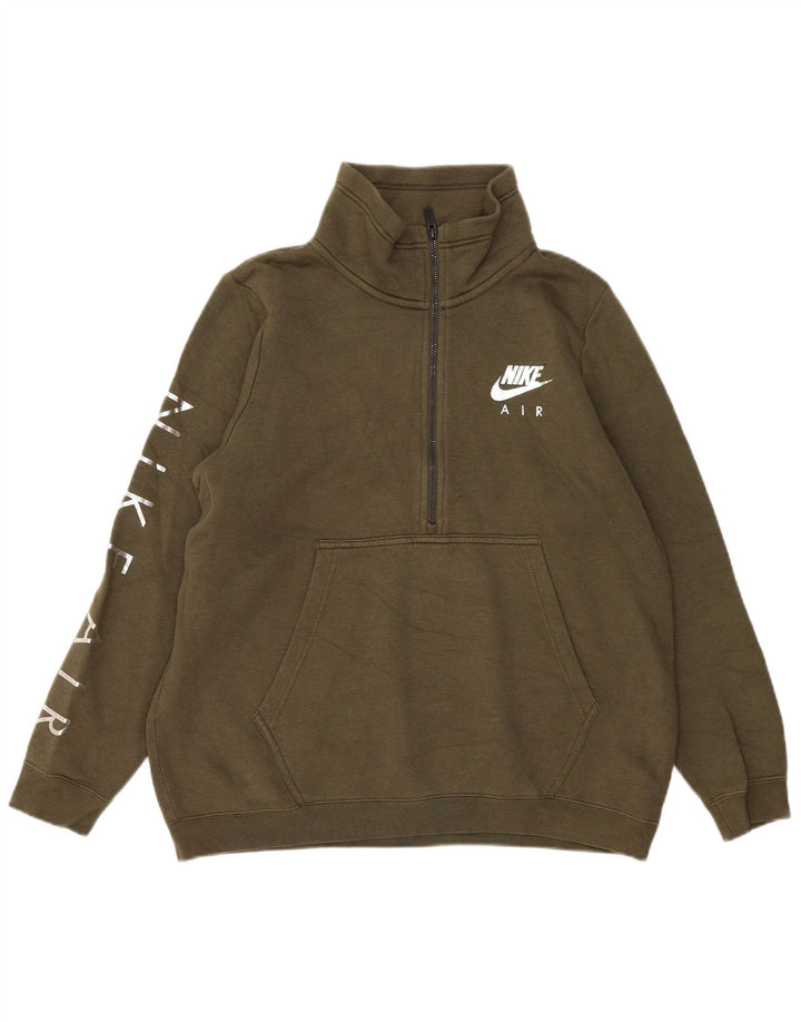 Nike Damen-Sweatshirt in Übergröße mit Grafik und Reißverschluss am Hals, Gr. 16, Khaki