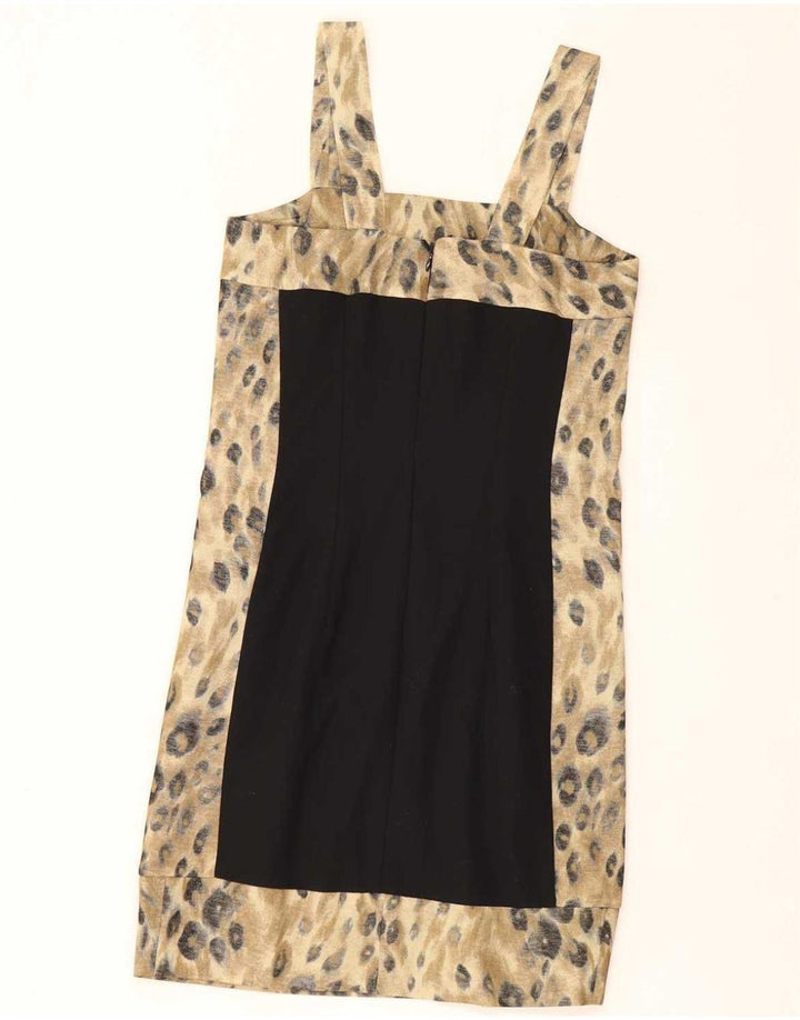 Vanity Damen 3-Knopf-2-teiliges Set IT 42 Mittelschwarze Wolle mit Animal-Print