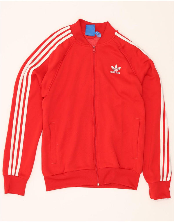 Adidas Herren-Trainingsanzug-Top-Jacke aus mittelrotem Polyester