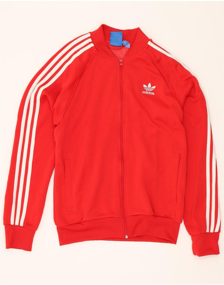 Adidas Herren-Trainingsanzug-Top-Jacke aus mittelrotem Polyester