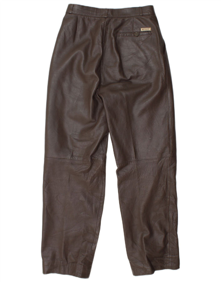 VINTAGE Gerade Lederhose für Damen W25 L29 Braun