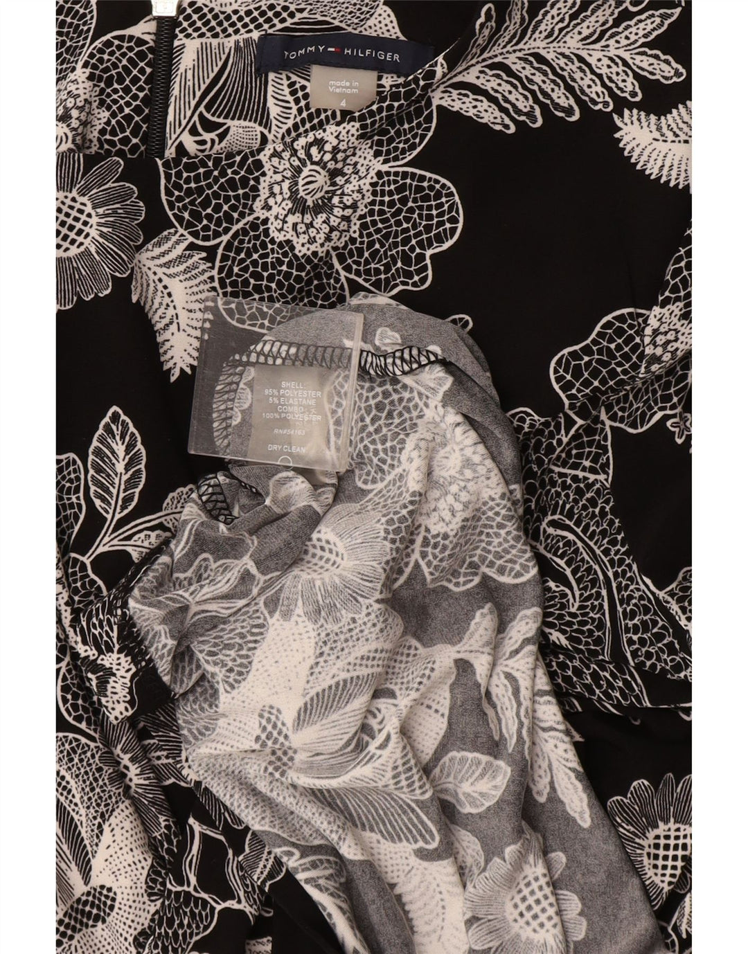 Tommy Hilfiger Damen Langarm-Etuikleid US 4 Small Schwarz geblümt