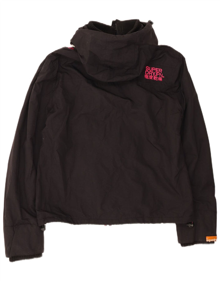 Superdry Damen-Windbreakerjacke mit Kapuze, UK 18 XL, schwarzes Nylon