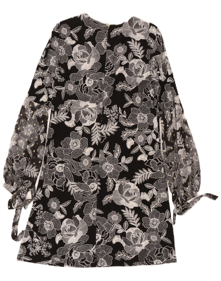 Tommy Hilfiger Damen Langarm-Etuikleid US 4 Small Schwarz geblümt