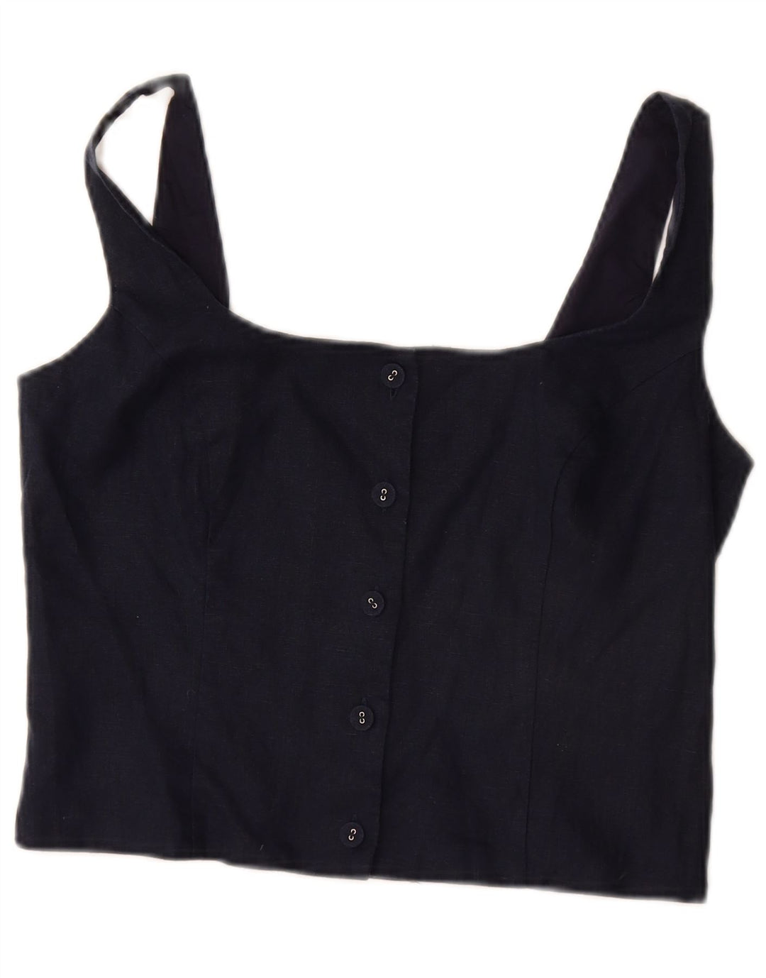 Boden Damen Crop Top UK 12 Medium Marineblau Leinen