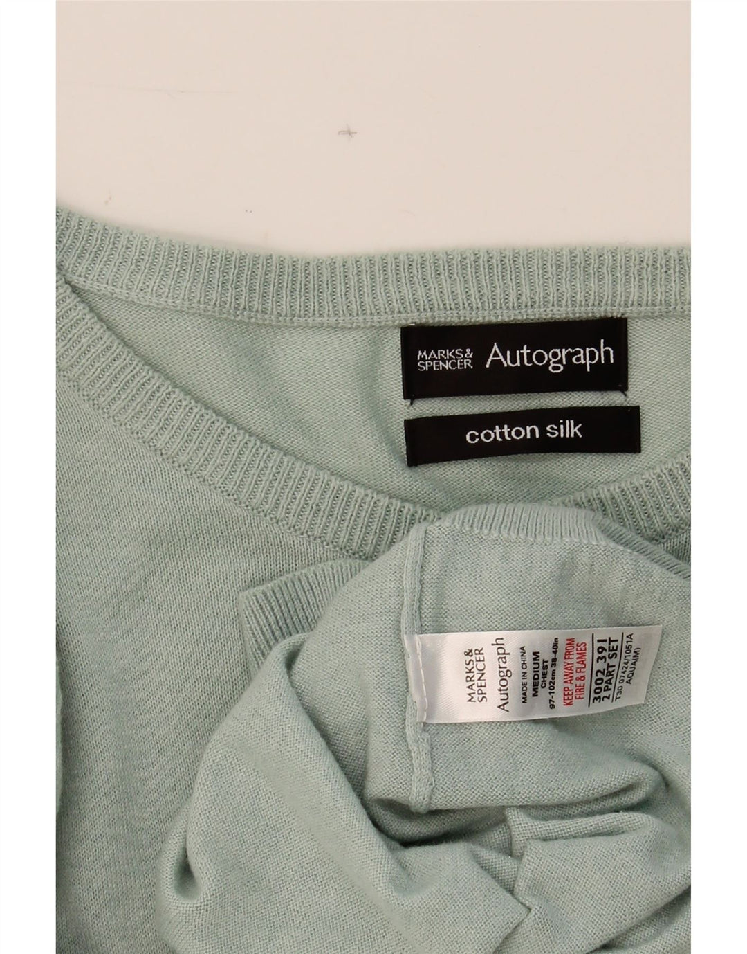 MARKS & SPENCER Mens Autograph Crew Neck Jumper Sweater Medium Green Vintage Marks & Spencer and Second-Hand Marks & Spencer from Messina Hembry 