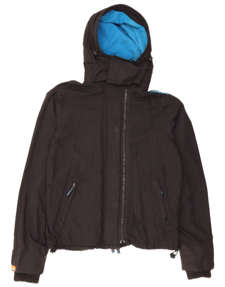 Superdry Herren-Windbreakerjacke mit grafischer Kapuze, UK 38, Mittelschwarzes Nylon