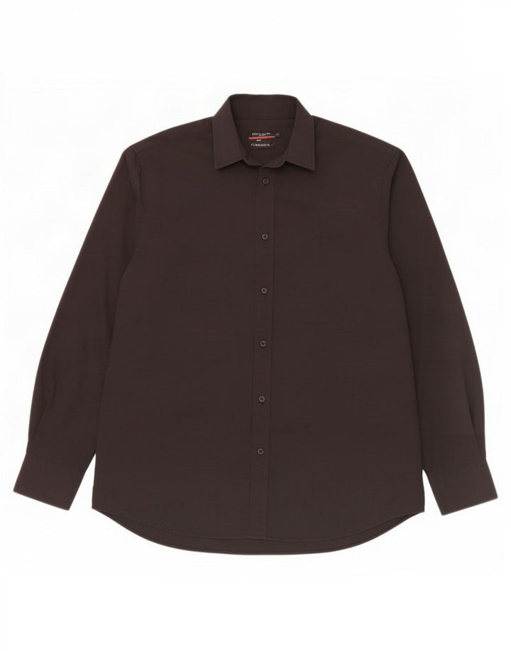 Pierre Cardin Herren Regular Fit Hemd XL Schwarz Polyester
