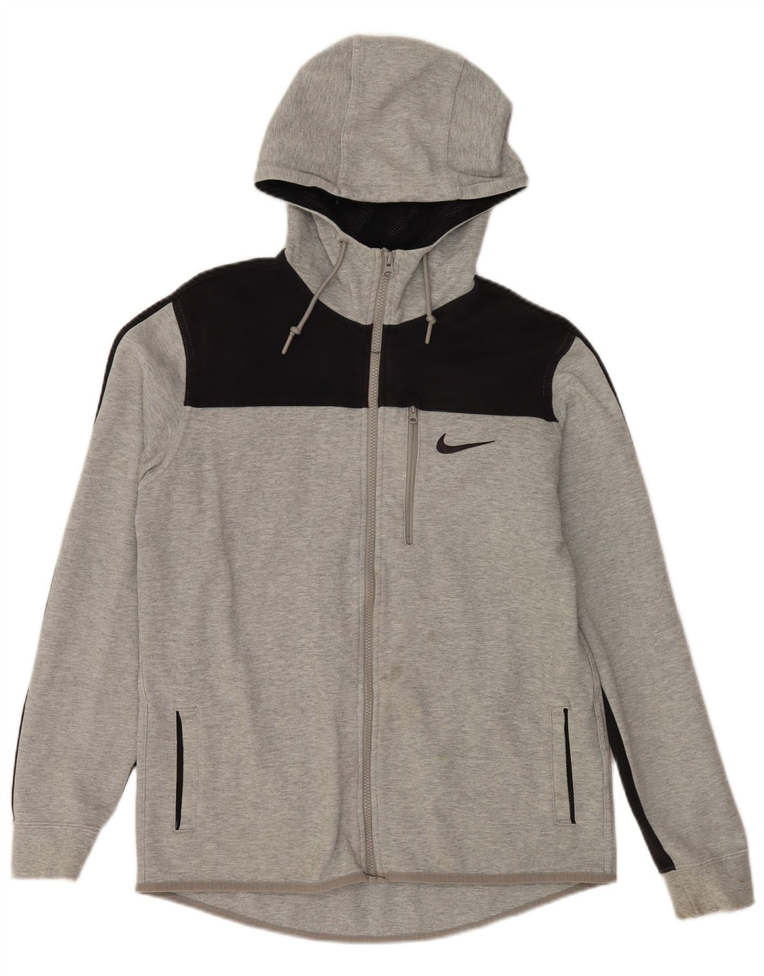 Nike Herren-Kapuzenpullover mit Reißverschluss, mittelgraue Colourblock-Baumwolle