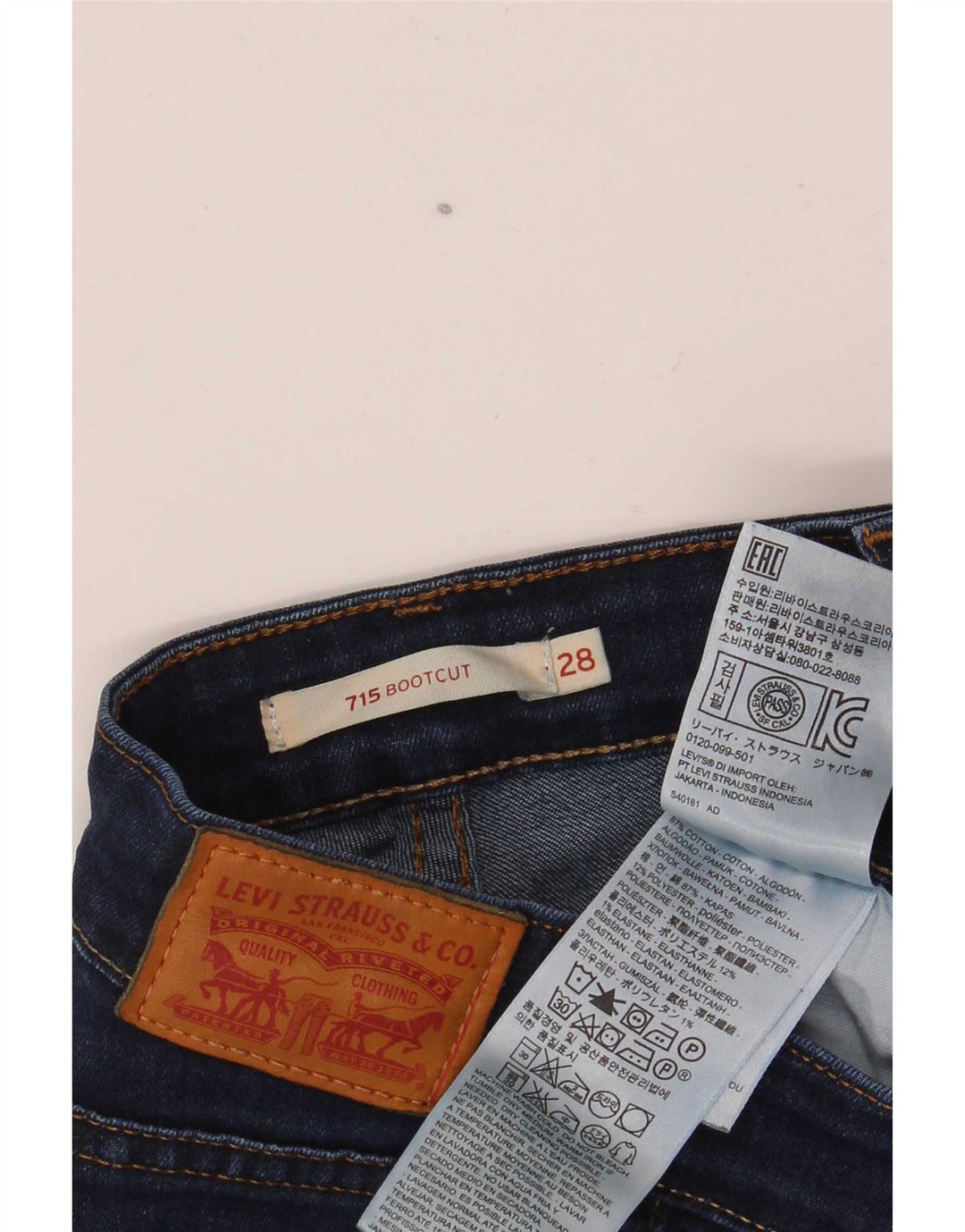 Levi's Damen 715 Bootcut Jeans W28 L32 Marineblau Baumwolle