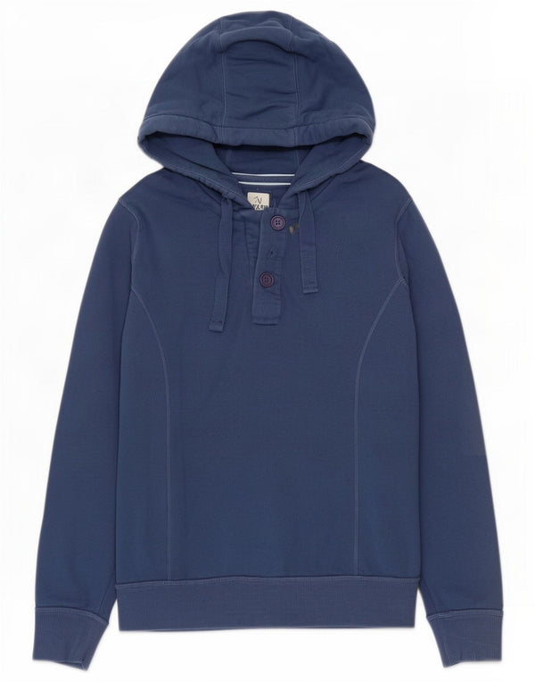 Fat Face Damen-Kapuzenpullover mit Knopfkragen, UK 16, Größe L, Marineblau, Baumwolle