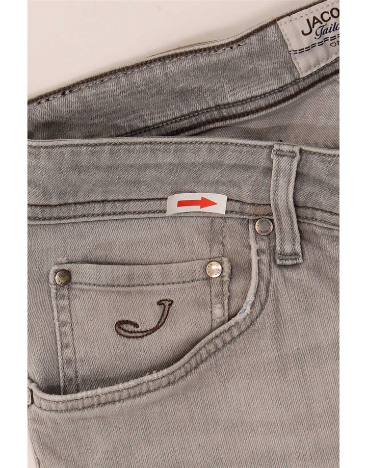 Jacob Cohen Herren Slim Jeans W34 L30 Graue Baumwolle