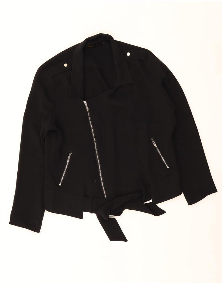Zara Damen Bikerjacke UK 14 Medium Schwarz