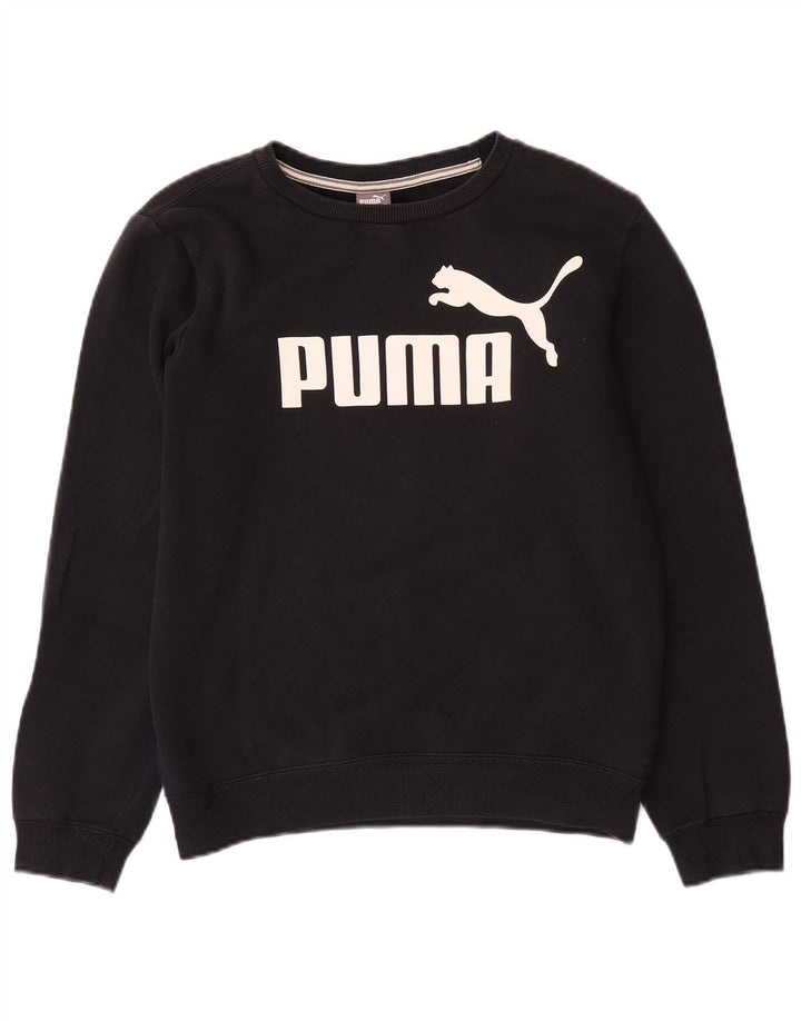 PUMA Mädchen Graphic Sweatshirt Pullover 13–14 Jahre, schwarze Baumwolle