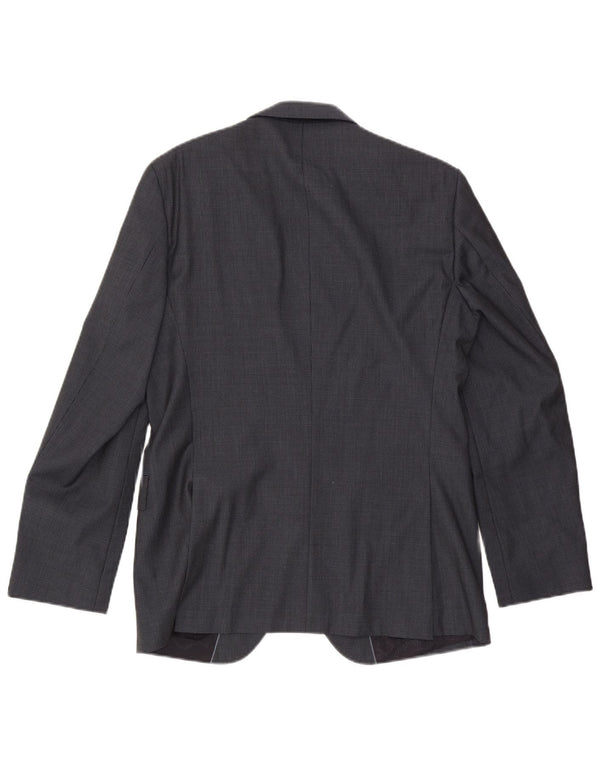 Hugo Boss Herren-Blazer mit 2 Knöpfen, EU 48, mittelgraue Wolle mit Hahnentrittmuster