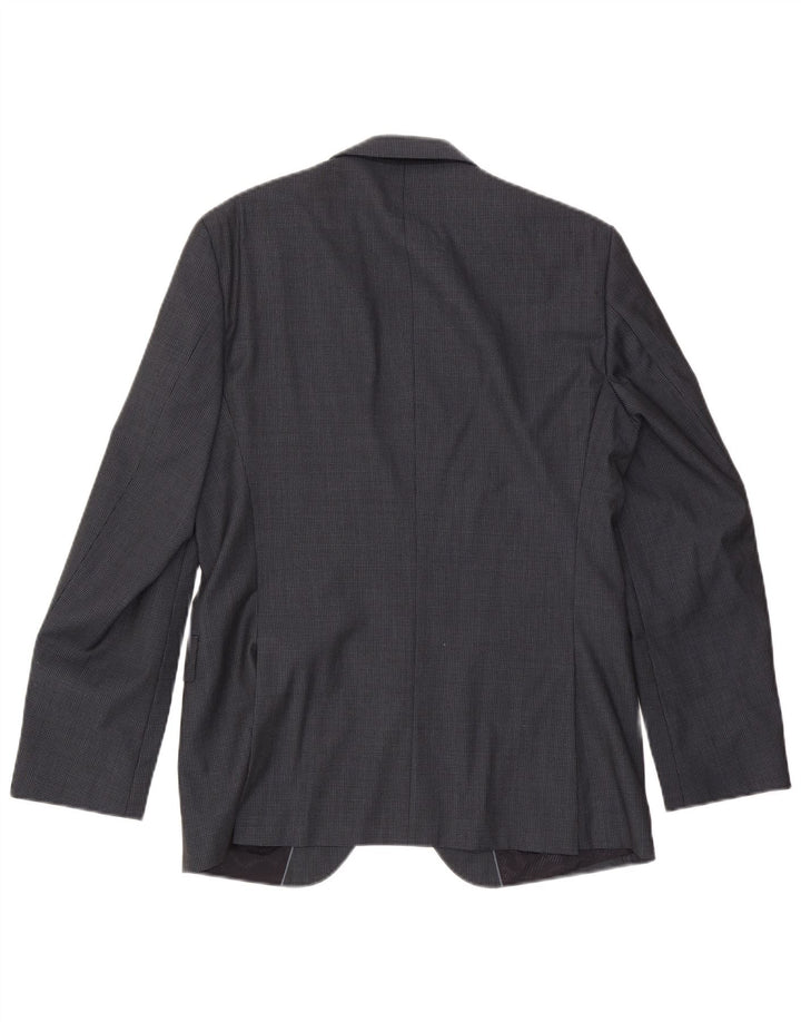 Hugo Boss Herren-Blazer mit 2 Knöpfen, EU 48, mittelgraue Wolle mit Hahnentrittmuster