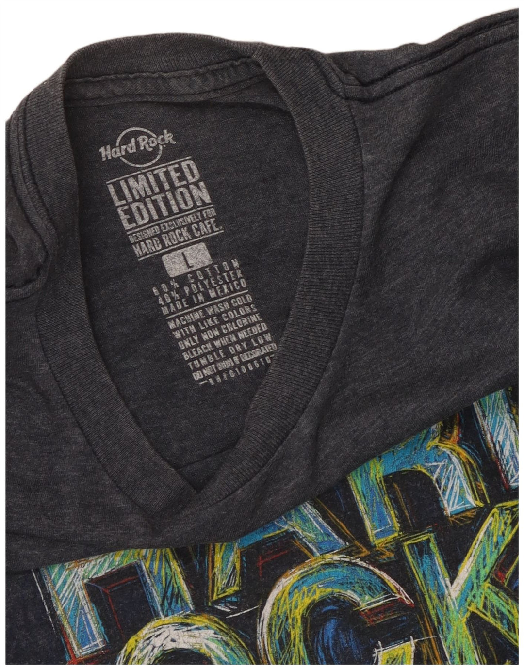 Hard Rock Cafe Herren Prague Graphic T-Shirt Top Large Grau Baumwolle