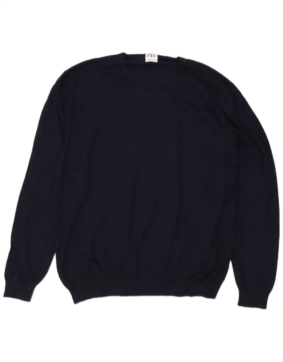 ZARA Herren V-Ausschnitt Pullover Pullover 2XL Marineblau Viskose