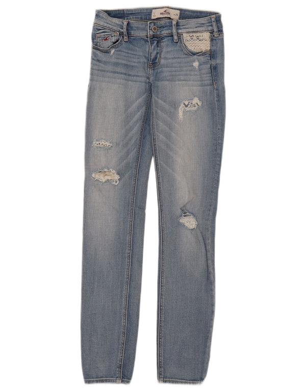 Hollister Damen Distressed Skinny Jeans US 1 XS W25 L31 Blaue Baumwolle