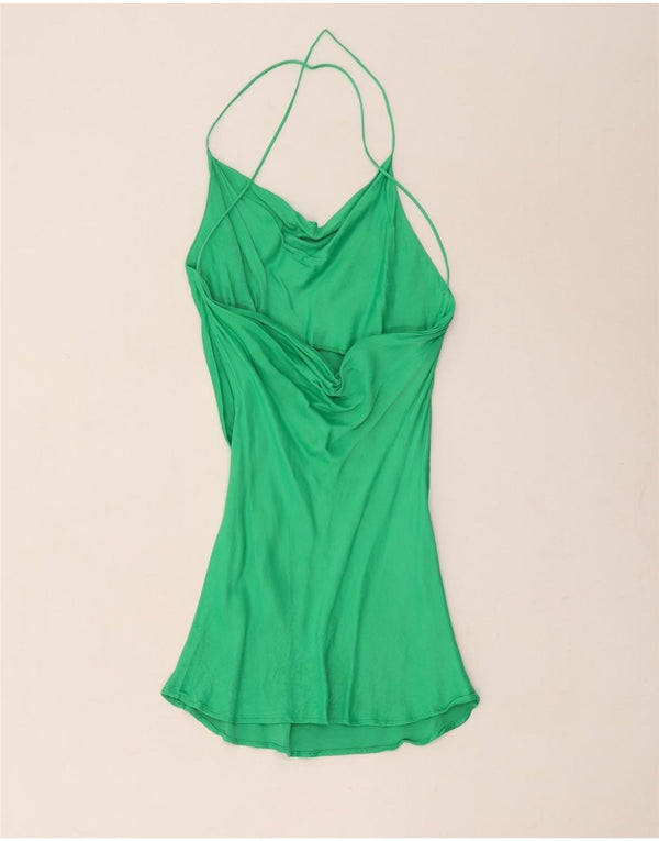 Zara Damen Neckholder-Kleid UK 4 XS Grün