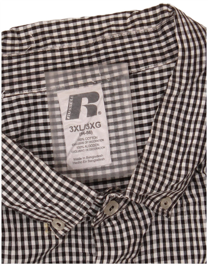RUSSELL ATHLETIC Herren Arkansas Razorbacks Hemd 3XL Schwarz Gingham Baumwolle