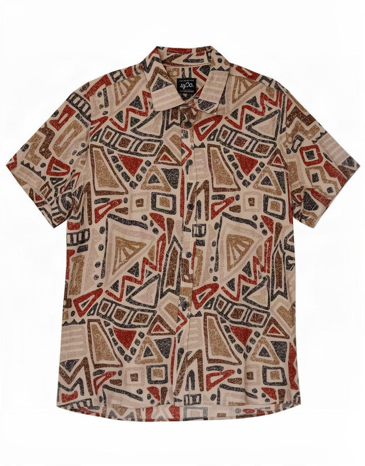 Vintage Herren Kurzarmhemd Medium Mehrfarbige geometrische Viskose