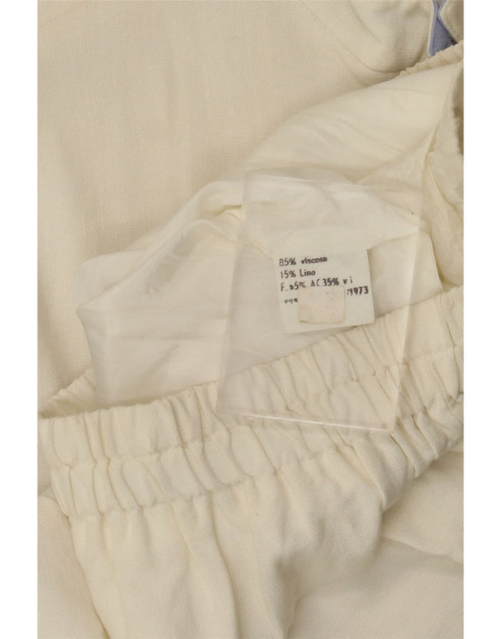 VINTAGE Damen Bomberjacke UK 12 Medium Off White Colourblock Viscose