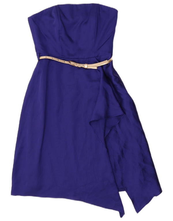 Coast Damen Asymmetrisches trägerloses Kleid UK 6 XS Blau Polyester