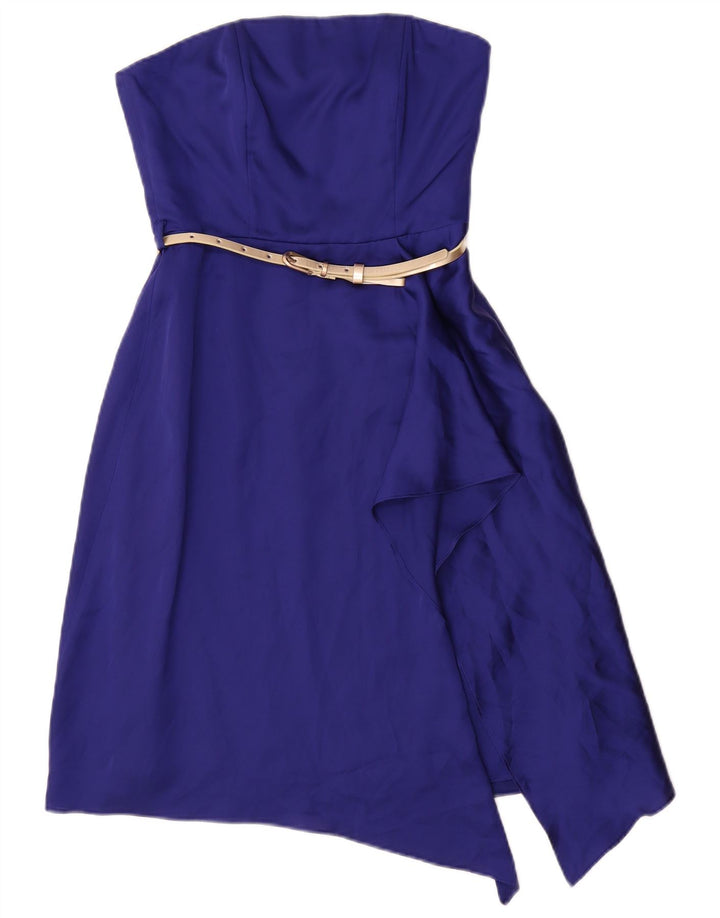 Coast Damen Asymmetrisches trägerloses Kleid UK 6 XS Blau Polyester