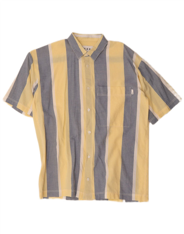 Vintage Herren Kurzarmhemd klein gelb gestreift
