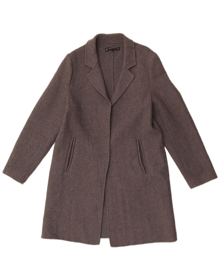 Zara Damen Trafaluc Open Overcoat UK 16 Große graue Wolle