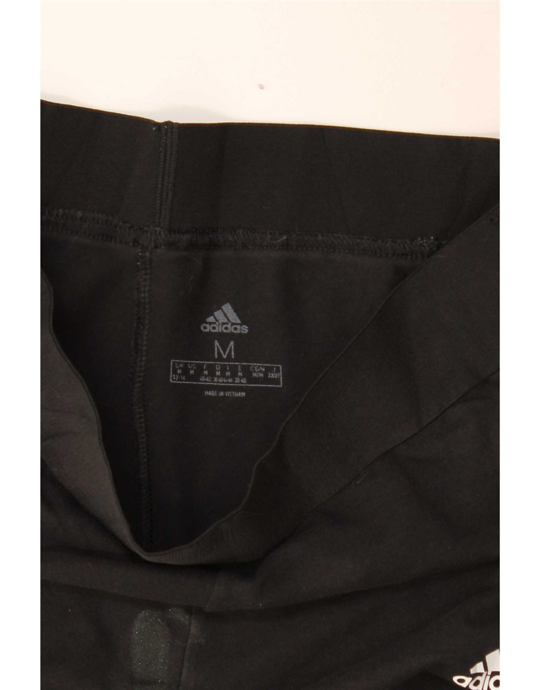 Adidas Damen Leggings UK 12/14 Medium Schwarz Gestreifte Baumwolle