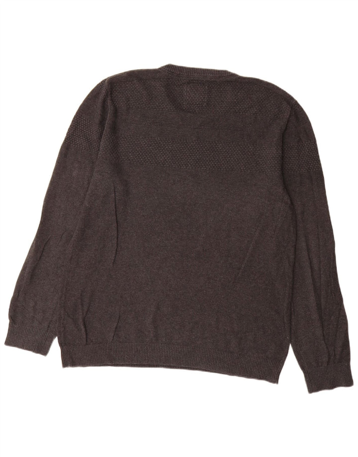 Fat Face Herren-Pullover mit Rundhalsausschnitt, Größe L, aus grauer Baumwolle