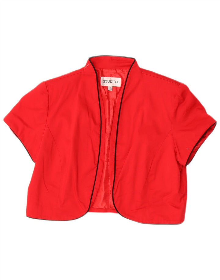 STUDIO Womens Open Bolero Jacket UK 10 Small  Red Cotton
