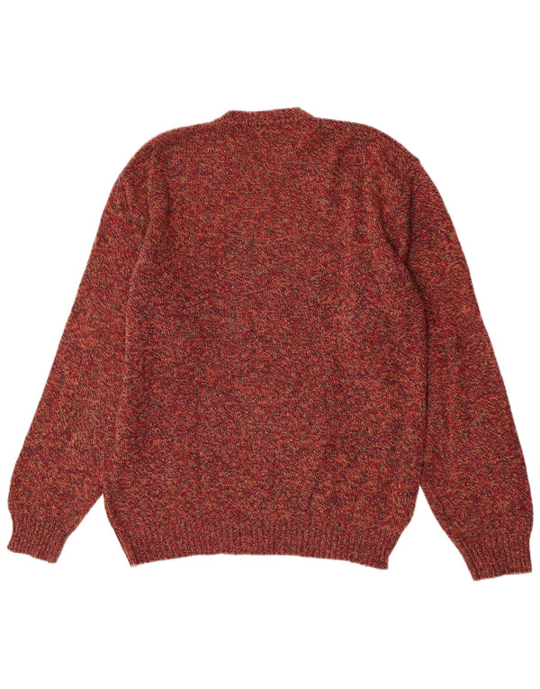 Vintage Herren-Pullover mit Rundhalsausschnitt, XL, rot gefleckte Schurwolle