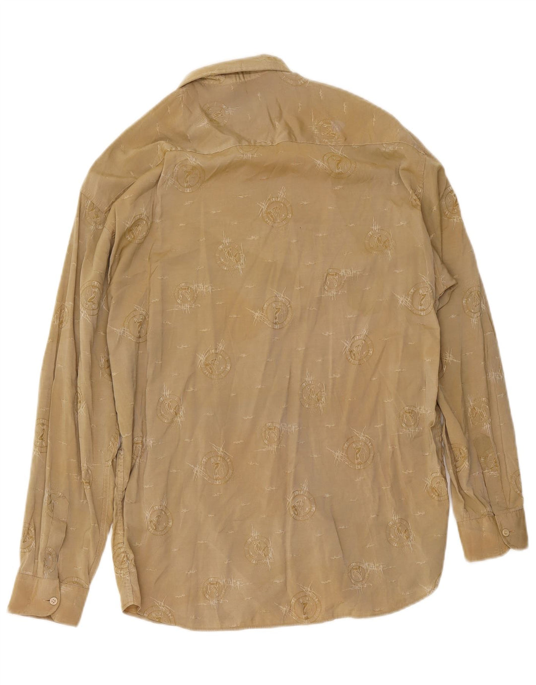 Mac Fashion Herren-Hemd mit abstraktem Muster, Größe L, Beige
