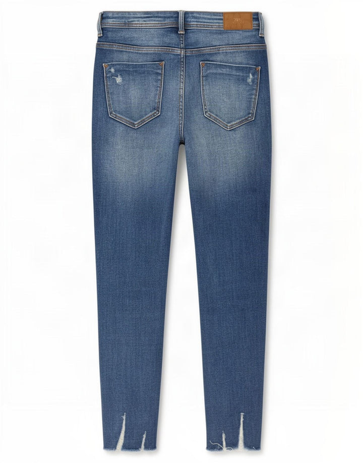 Zara Damen Distressed Slim Jeans EU 40 Medium W30 L27 Blau