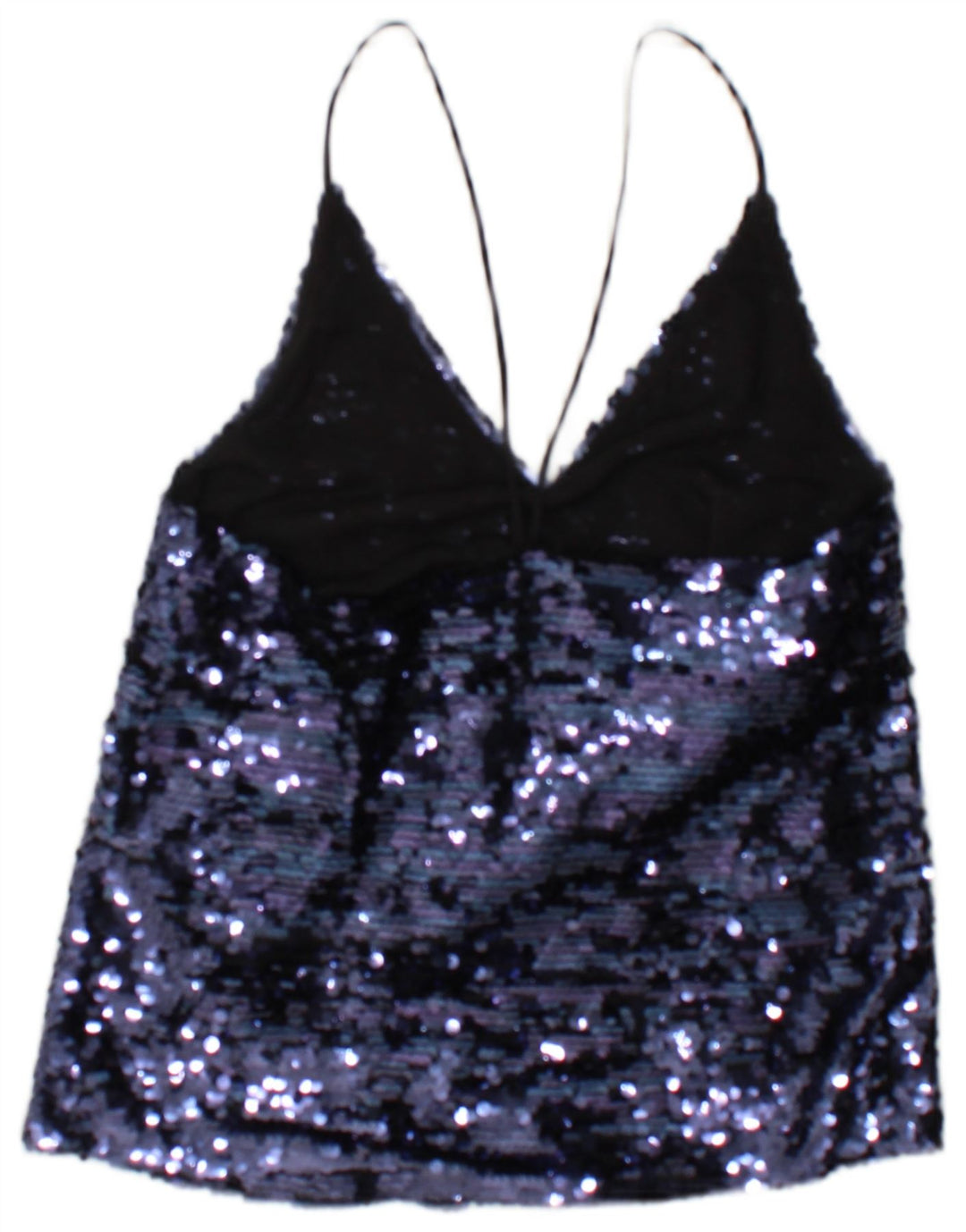 Zara Damen Pailletten-Cami-Top, Größe S, Blau, Polyester