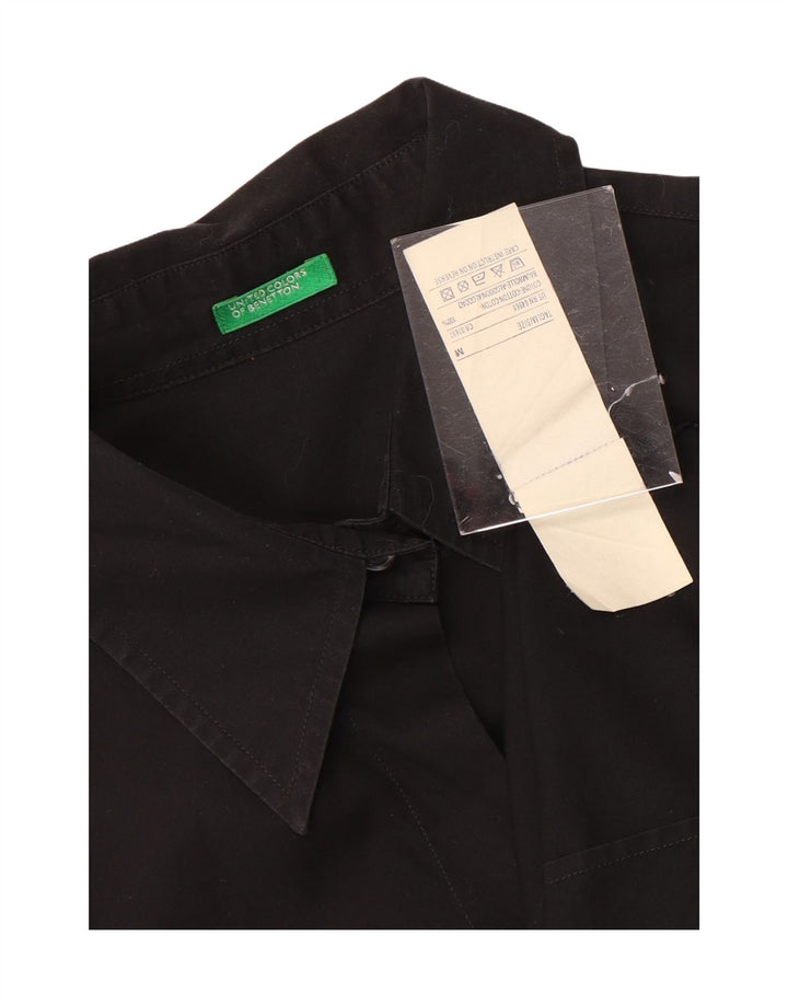 Benetton Damenhemd UK 14 Mittelschwarze Baumwolle